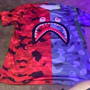 Shein Shark mouth Tee, multicolored half n half,  breathable  great fit size M